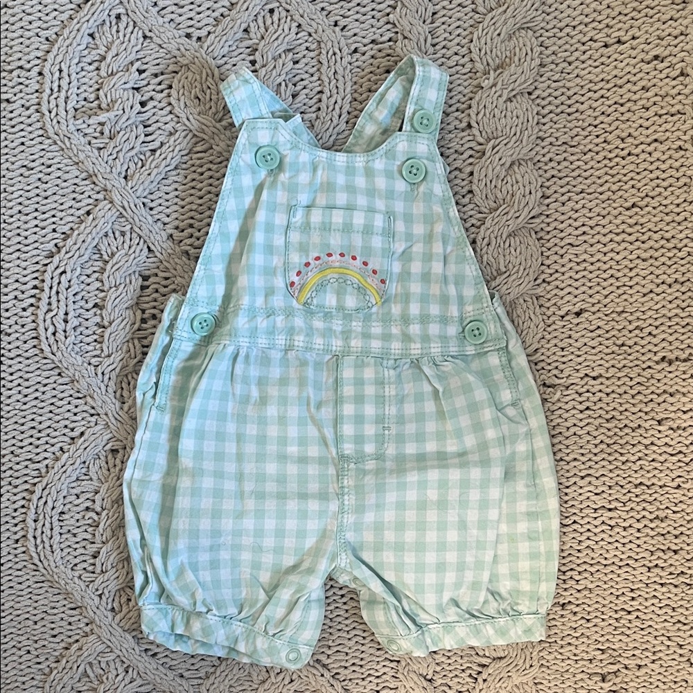 Carter's Light Blue Gingham Overalls